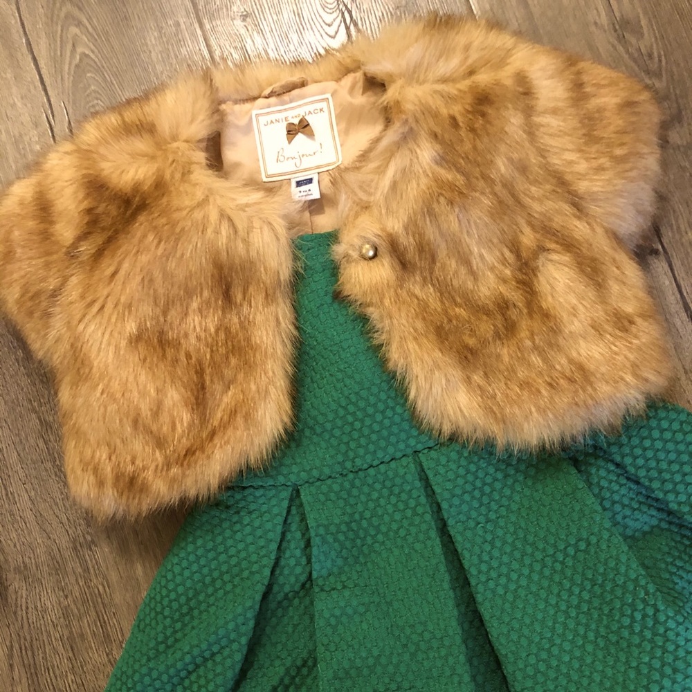 Janie & Jack JJ fur shrug 3/4